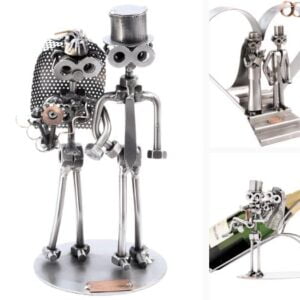 Håndlavede metalfigurer med kærligheds- og bryllupstema