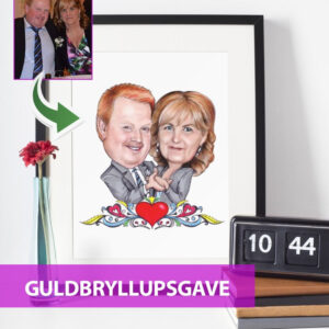 Guldbryllupsgave - karikaturtegning efter dine fotos